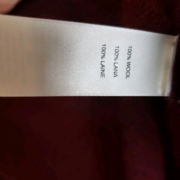 Chicos 2 100% Boiled Wool Asymmetric Zip Burgundy Sweater Jacket XL - Picture 8 of 8